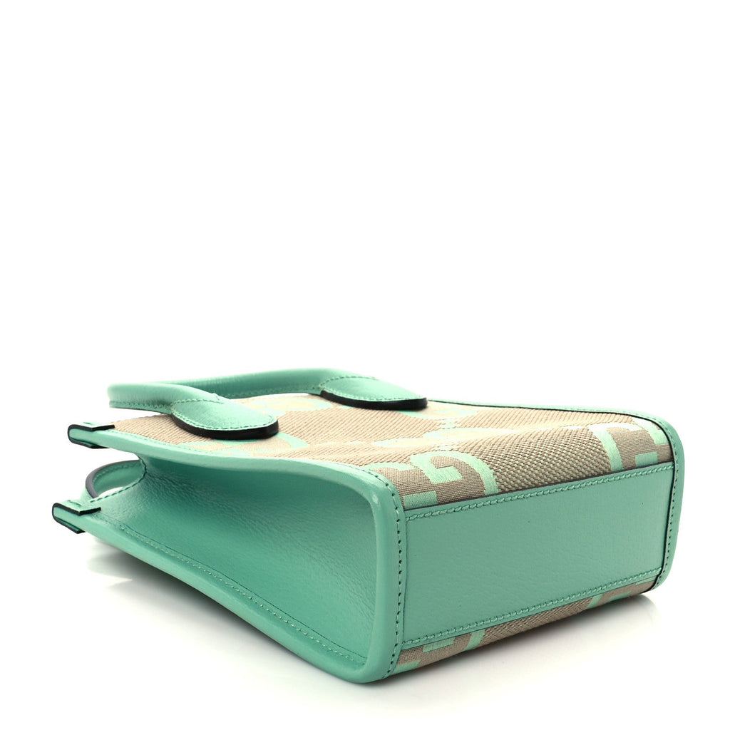 Monogram Jumbo GG Textured Dollar Calfskin Mini Tote Bag Pepperlight Mint