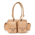 Calfskin Quilted Small Cambon Multipocket Reporter Beige