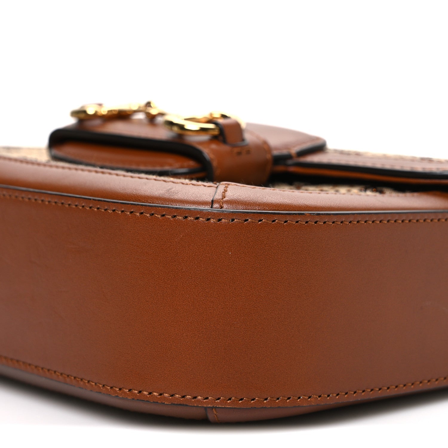New Canvas Charisma Calfskin Crystal GG Monogram Mini Horsebit 1955 Shoulder Bag Camel Ebony
