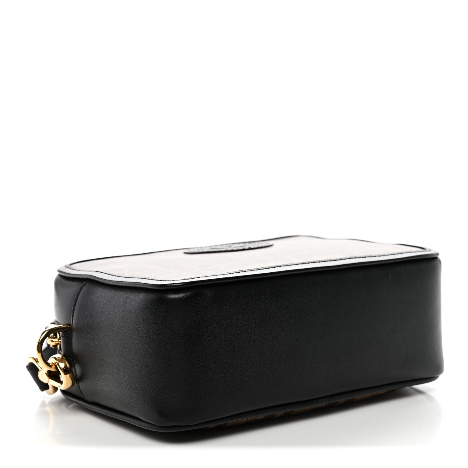 Glazed Fabric Vitello Century FF 1974 Stamp Patch Mini Camera Case Mogano Panna Black