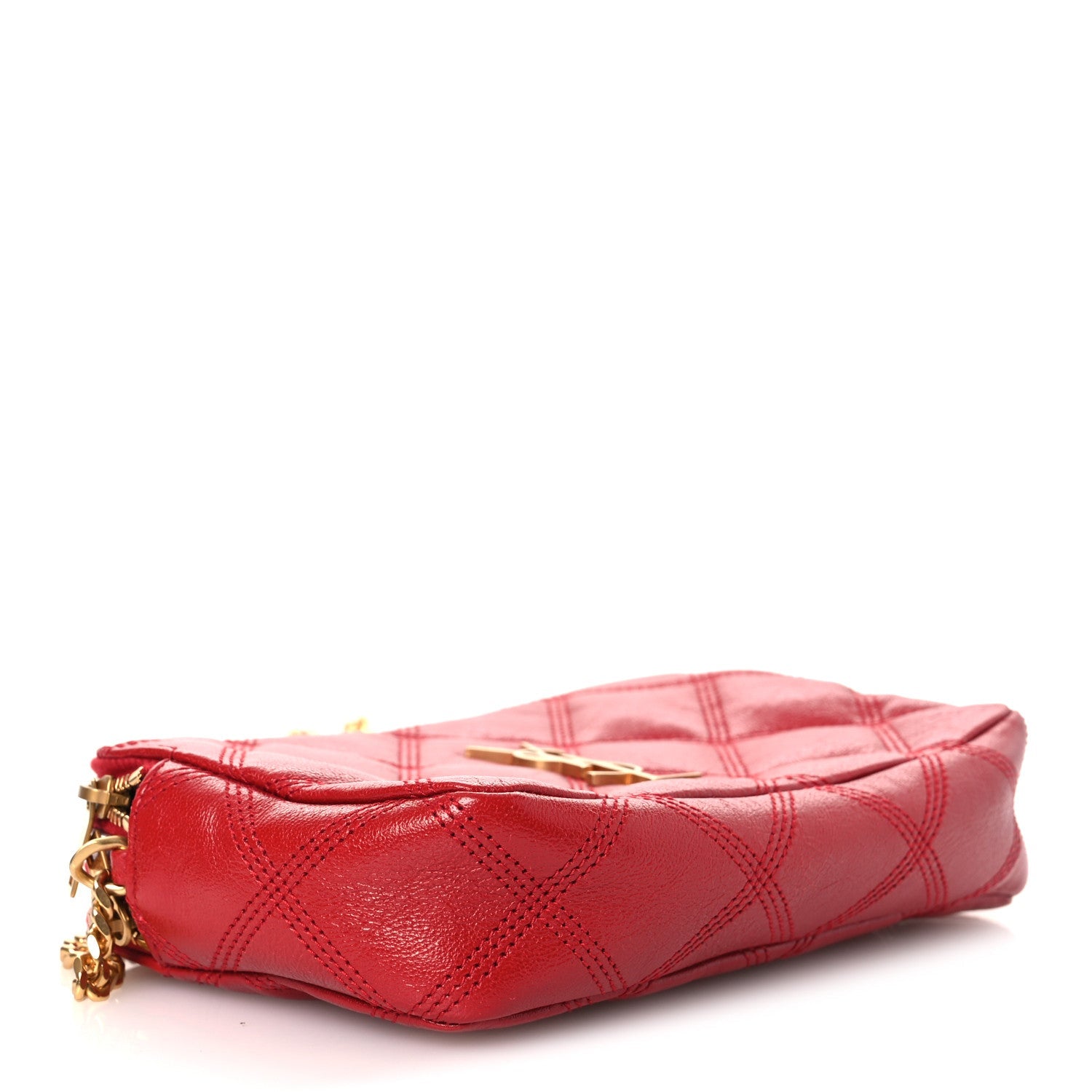 Grained Lambskin Quilted Mini Becky Double Zip Bag Rouge Eros