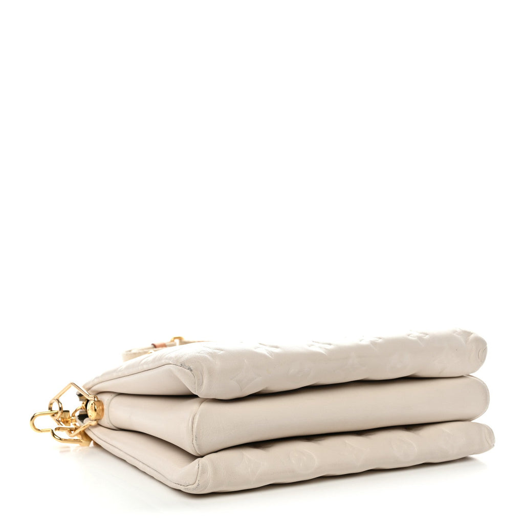 Lambskin Embossed Monogram Coussin PM Beige Cream