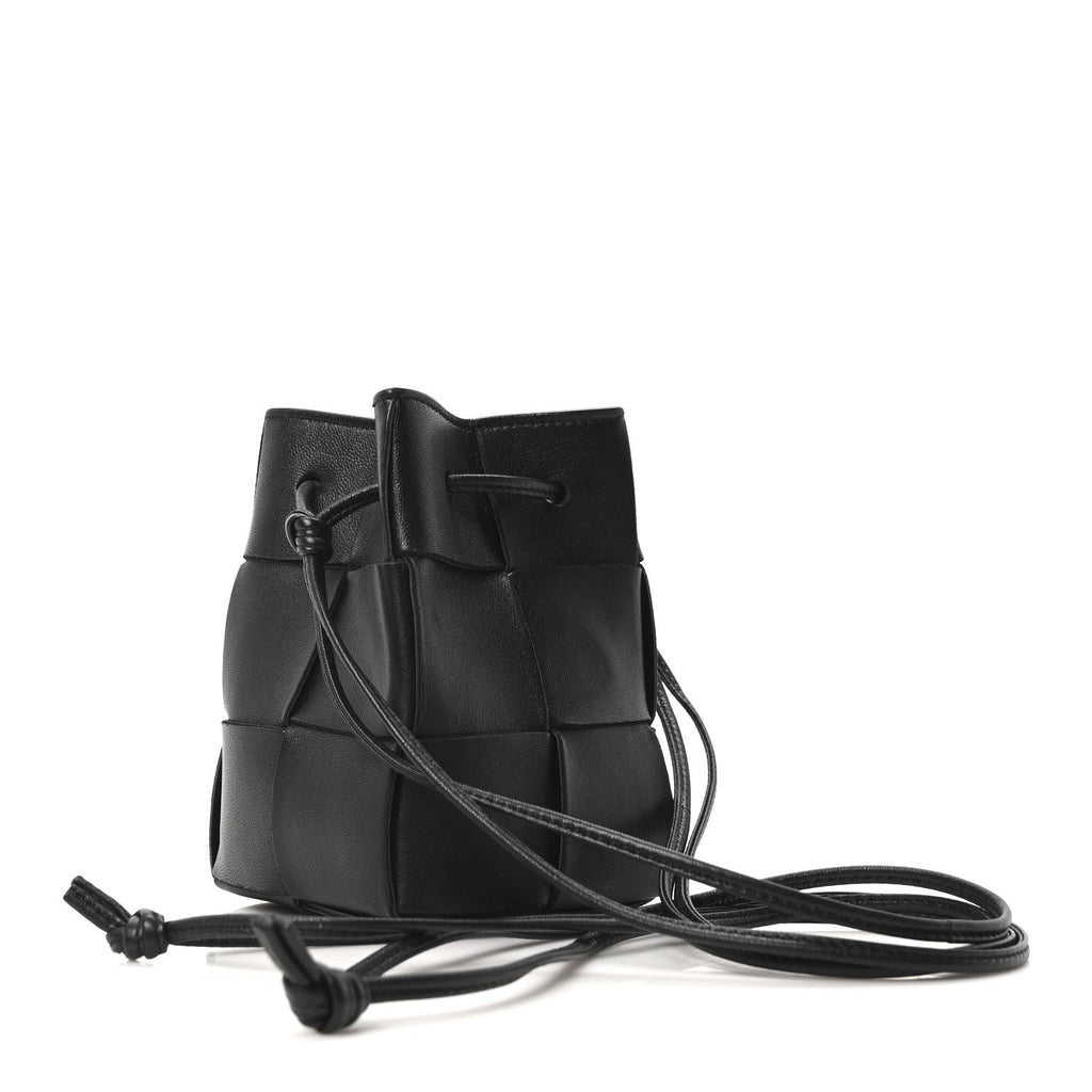 Nappa Maxi Intrecciato Mini Cassette Bucket Bag Black