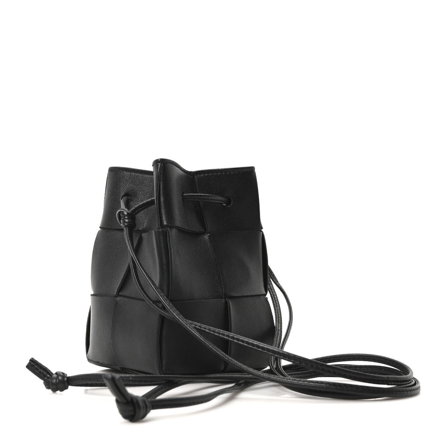Nappa Maxi Intrecciato Mini Cassette Bucket Bag Black