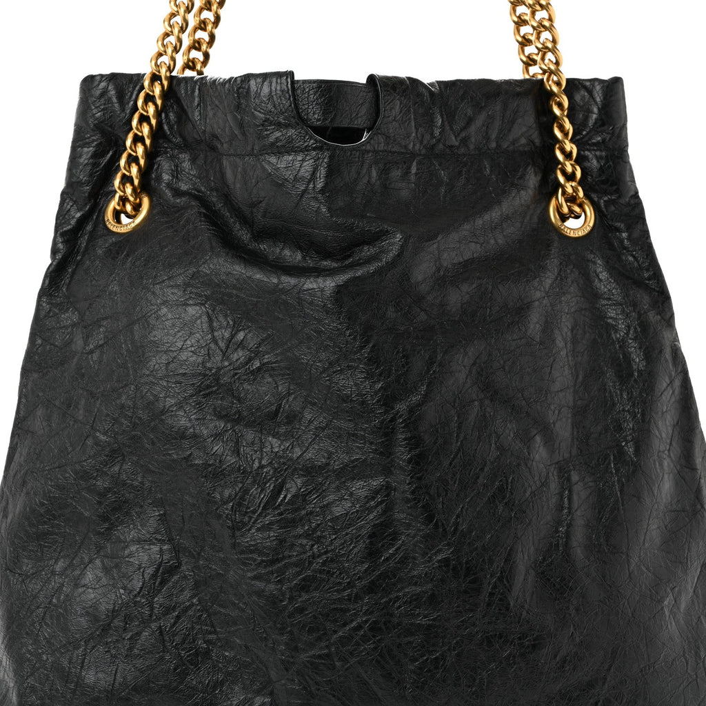 Crushed Calfskin Crush Medium Chain Tote  Black