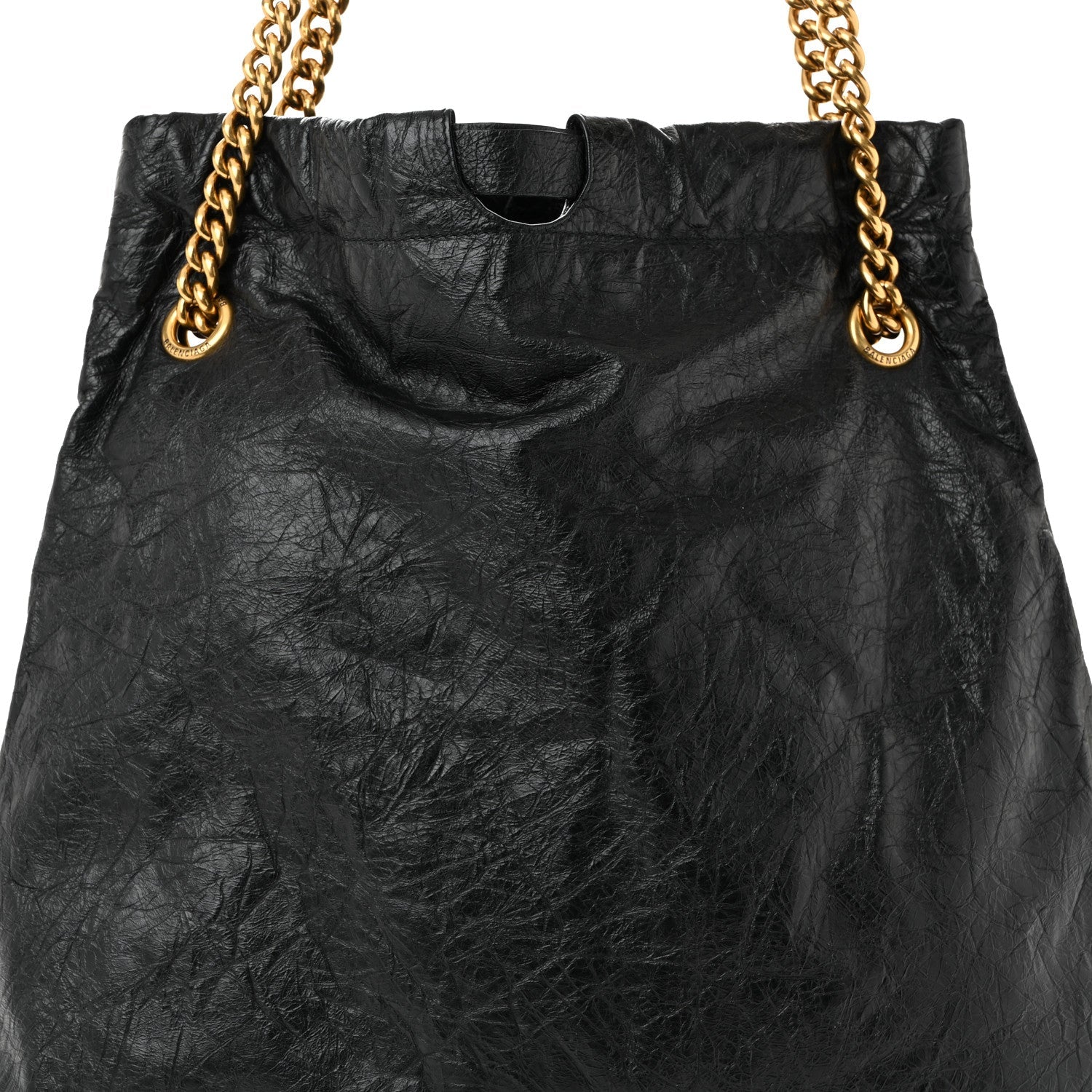 Crushed Calfskin Crush Medium Chain Tote  Black