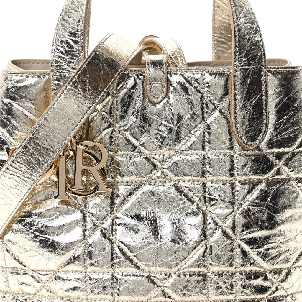 Metallic Calfskin Macrocannage Small Toujours Vertical Tote Gold