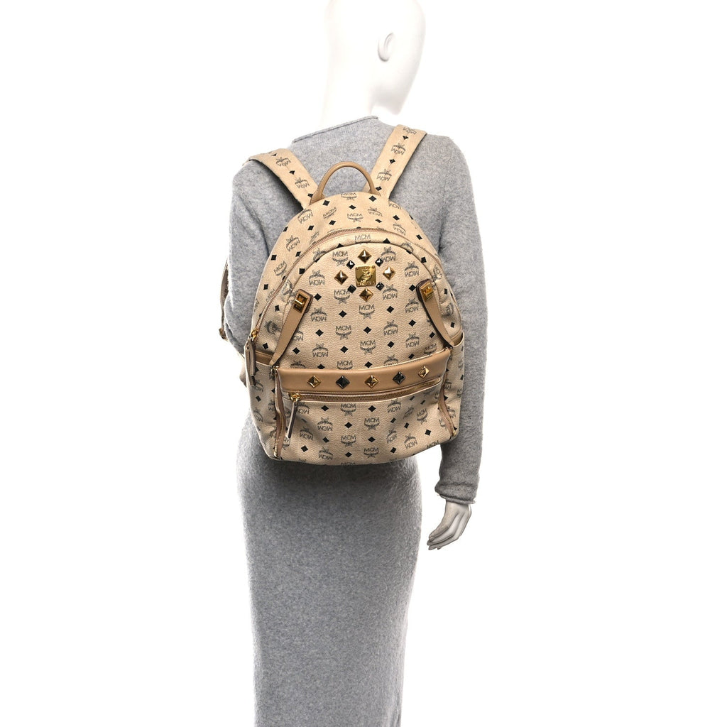 Visetos Studded Medium Dual Stark Backpack Beige
