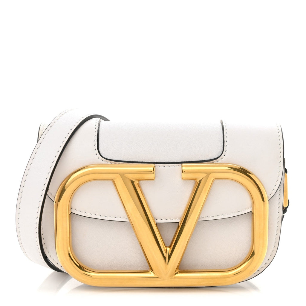 Calfskin Small Supervee Crossbody Bag Optic White