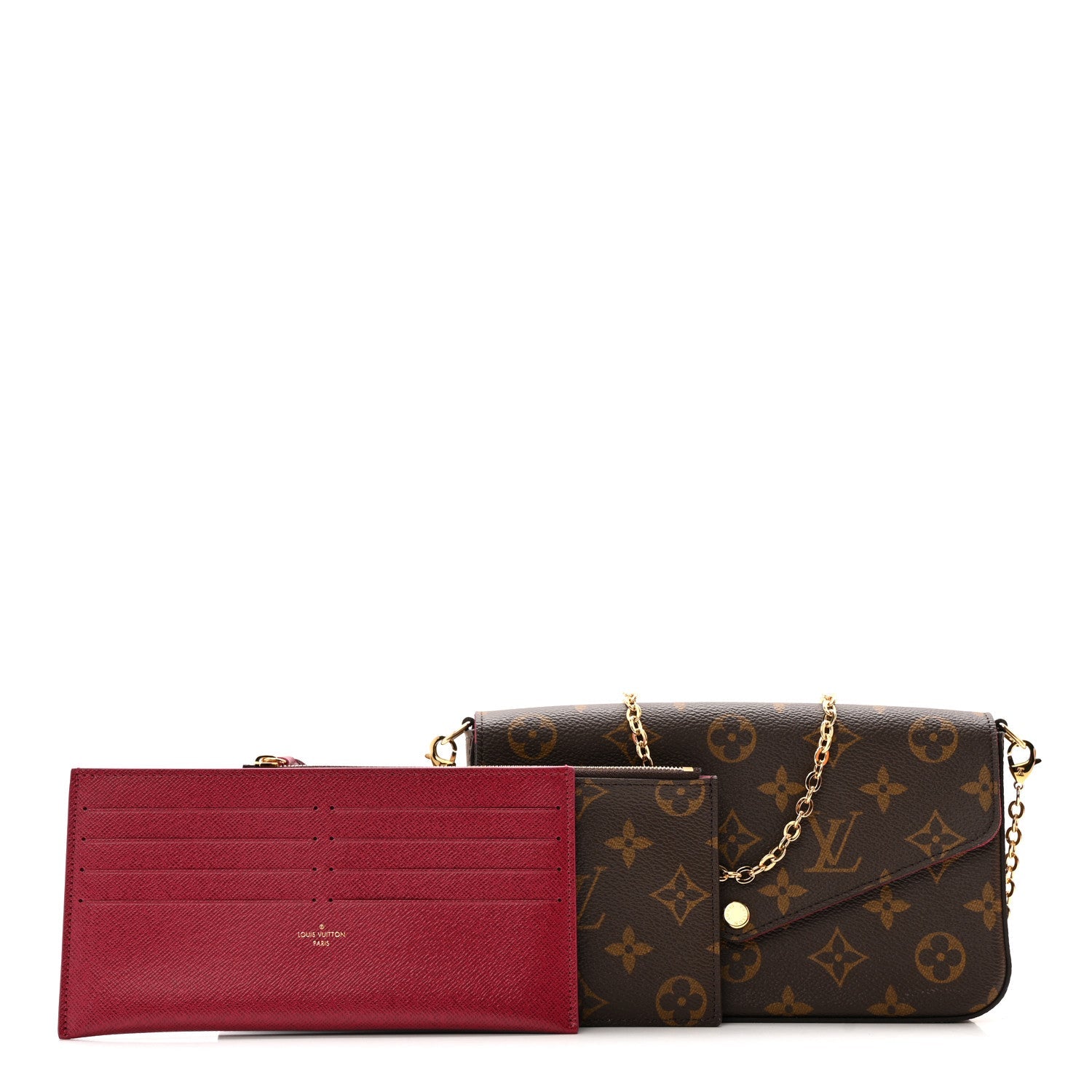 Monogram Pochette Felicie Chain Wallet Fuchsia