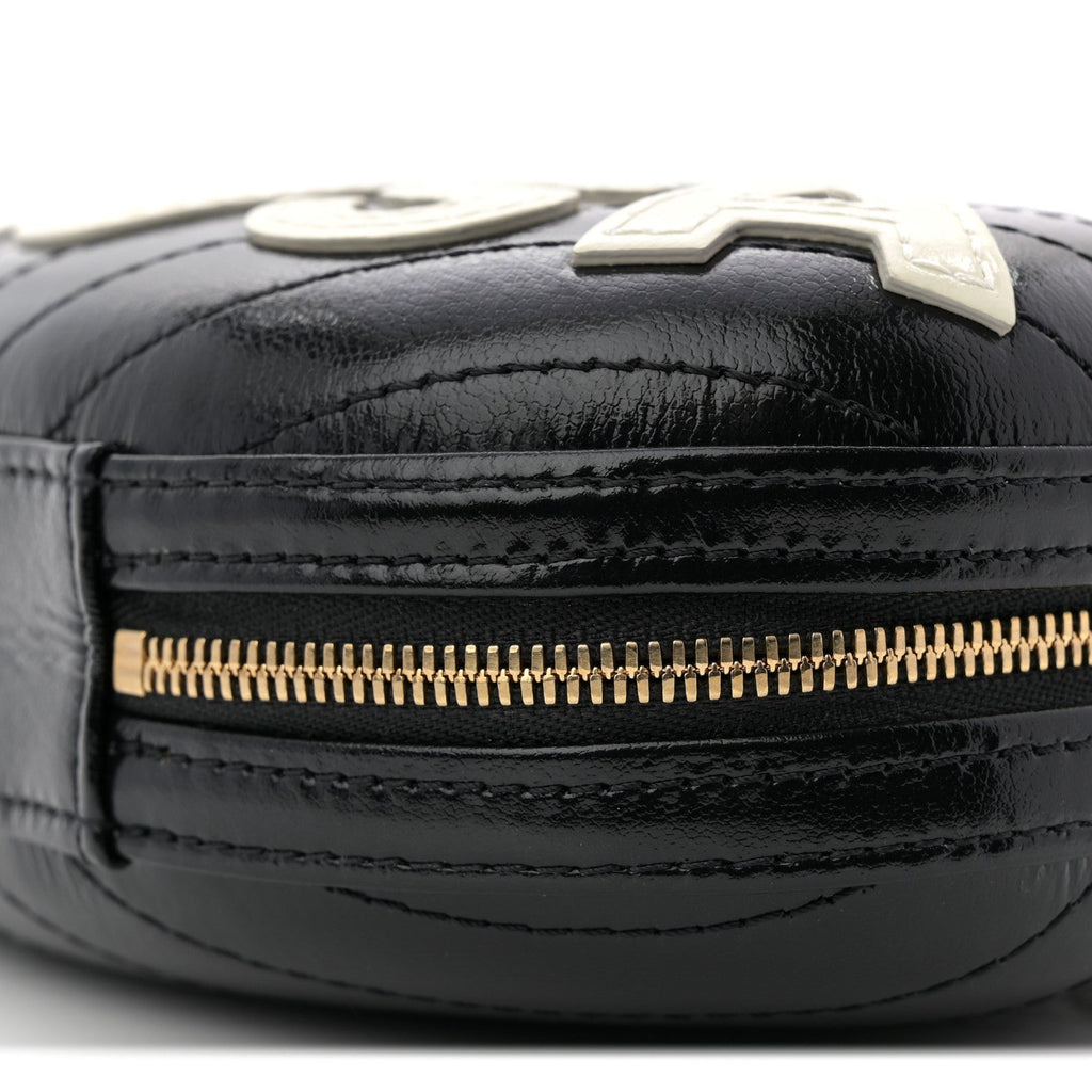 Lambskin Embroidered Chevron Quilted La Pausa Tassel Clutch Black