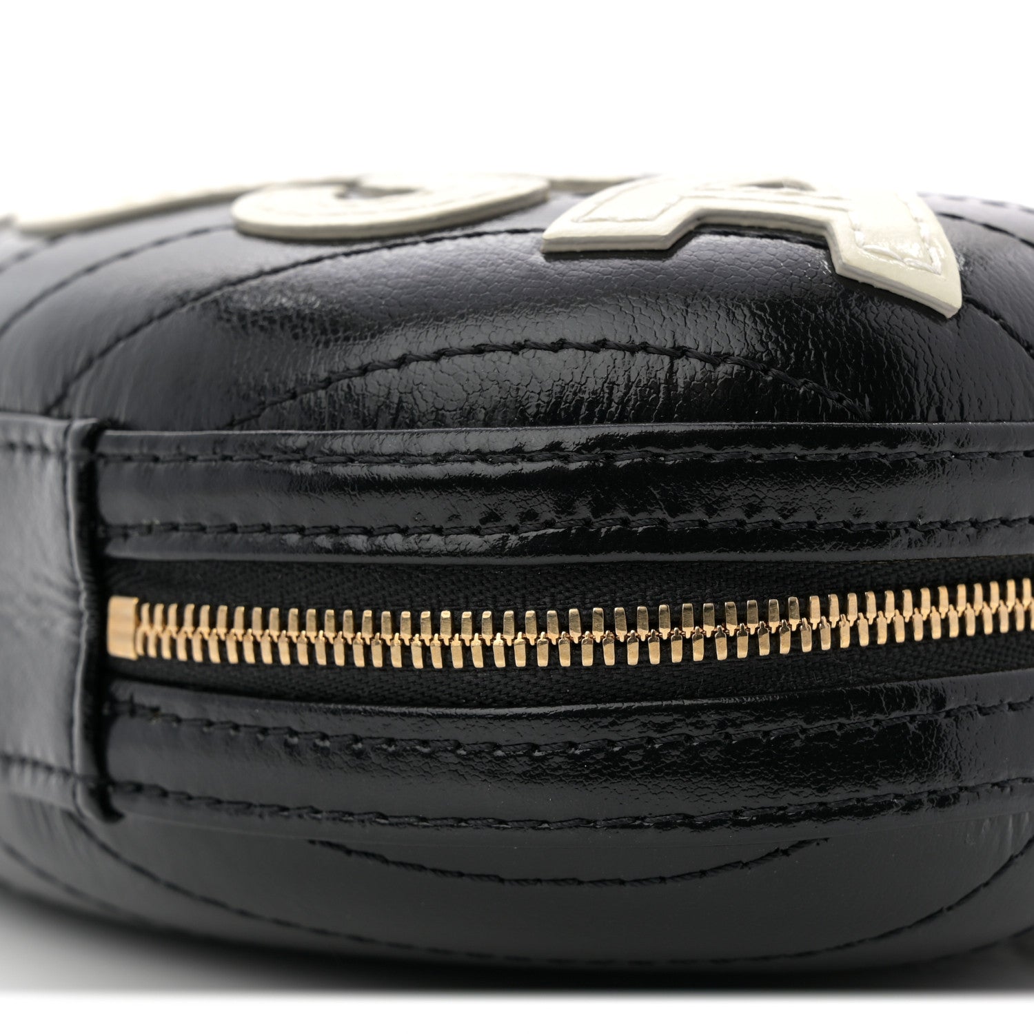 Lambskin Embroidered Chevron Quilted La Pausa Tassel Clutch Black