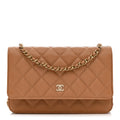 Caviar Quilted Wallet on Chain WOC Dark Beige