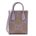 Monogram Jumbo GG Textured Dollar Calfskin Mini Tote Bag Beige Lapis