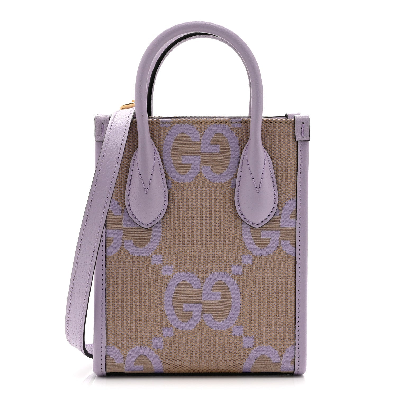 Monogram Jumbo GG Textured Dollar Calfskin Mini Tote Bag Beige Lapis