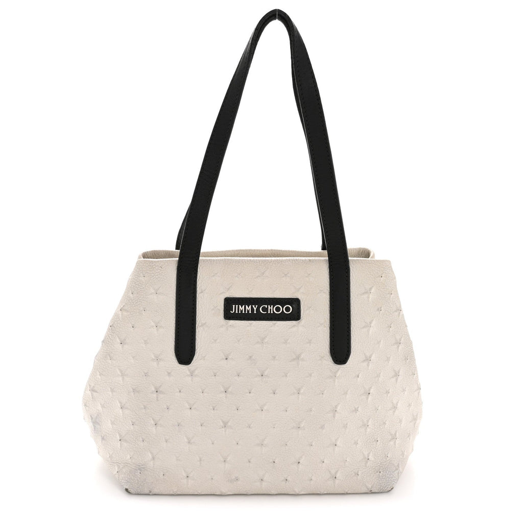 Grained Calfskin Embossed Star Small Sofia Tote Chalk