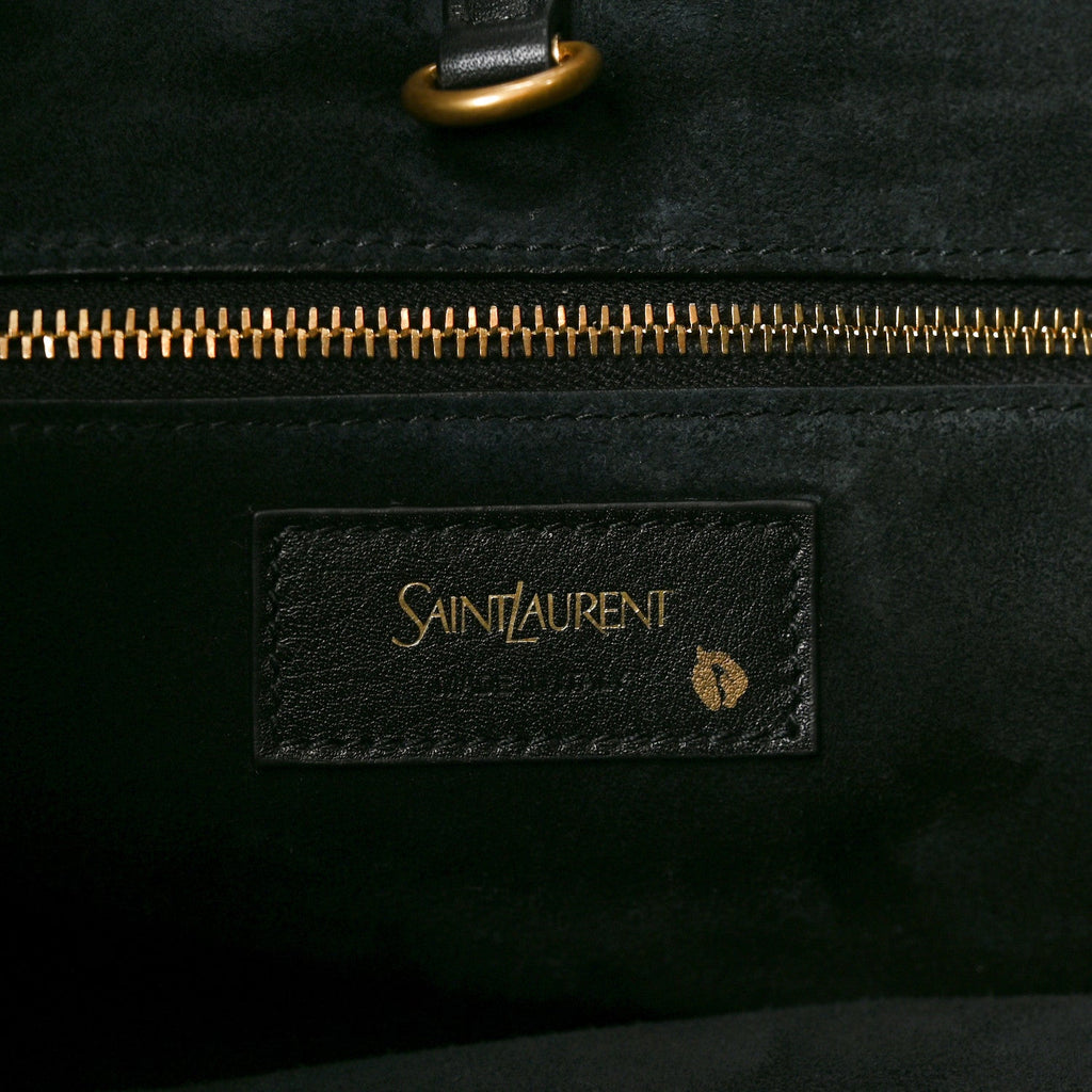 Santorini Lux Calfskin Y Drawstring Tote Black