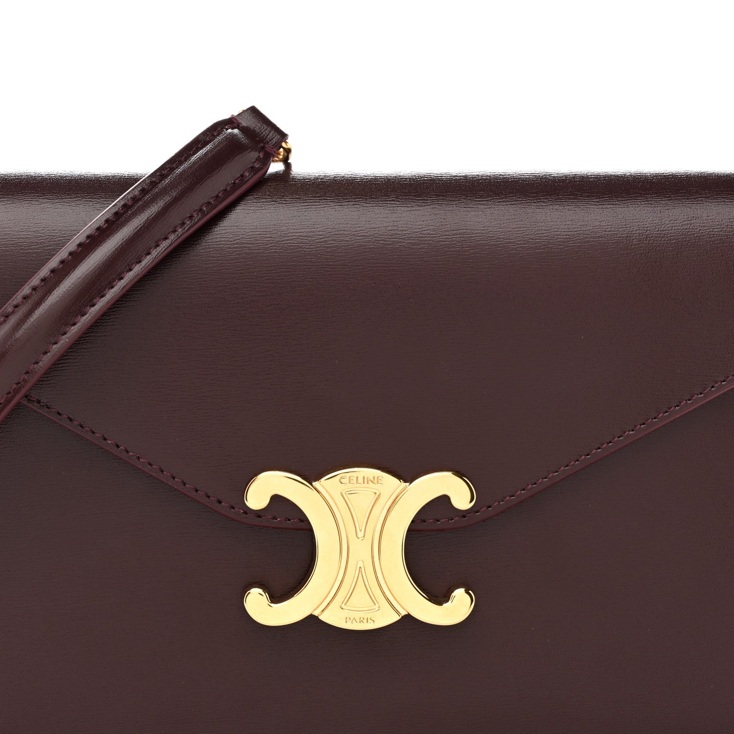 Shiny Calfskin Triomphe Margo Wallet on Chain Burgundy