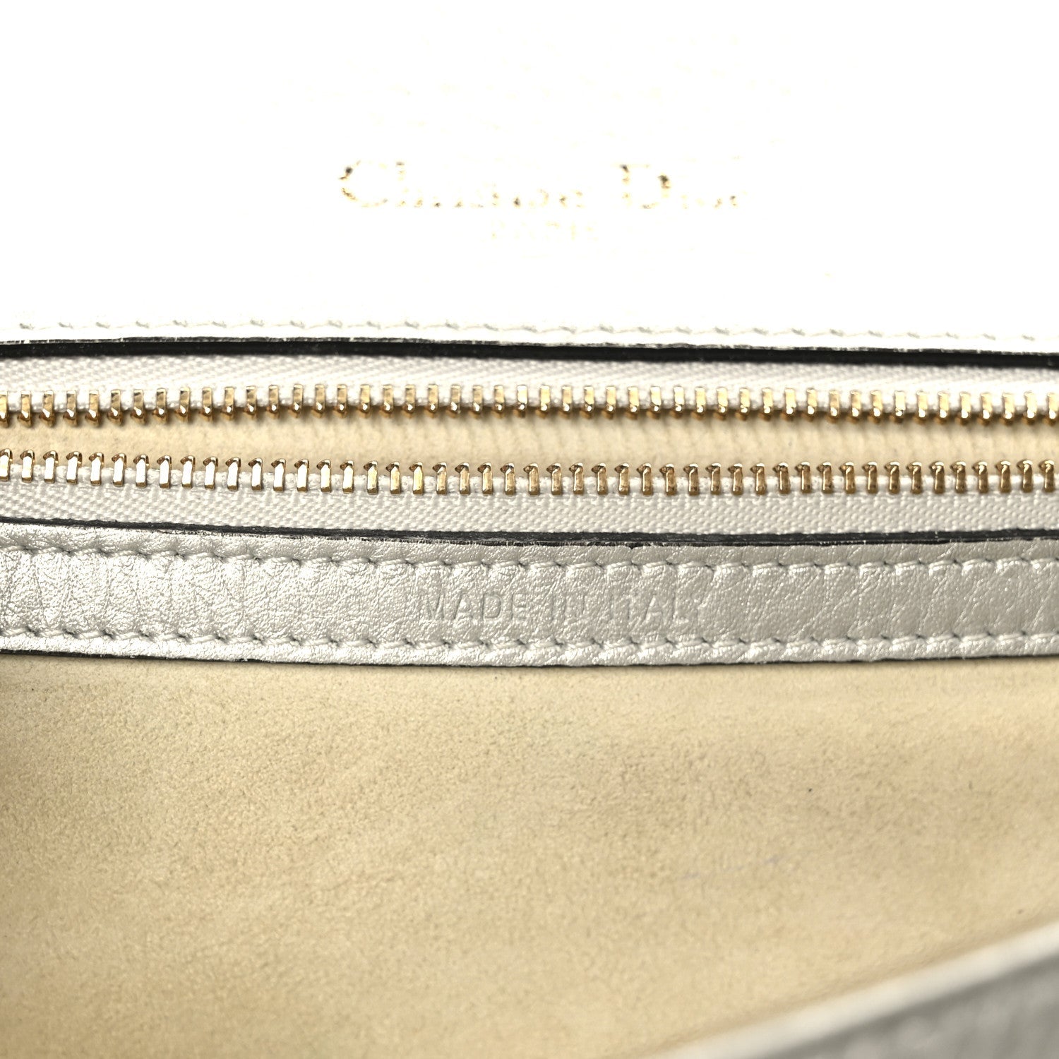 Metallic Grained Calfskin Medium Diorama Flap Bag Silver
