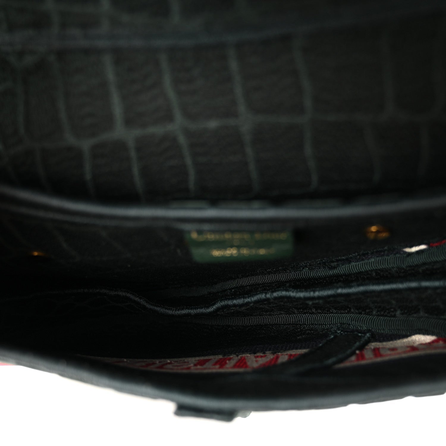 Velvet Crocodile Effect Saddle Bag Green