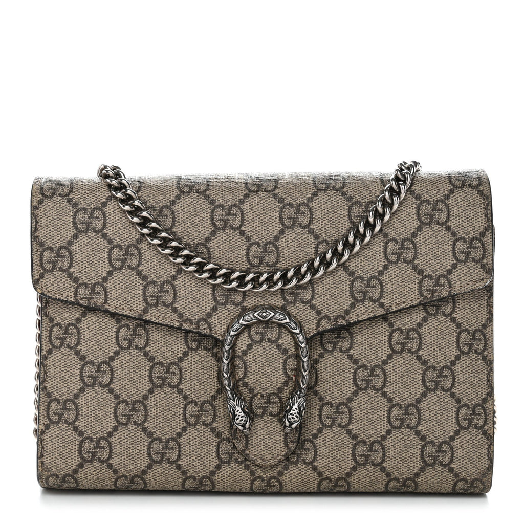 GG Supreme Monogram Mini Dionysus Chain Wallet Beige Vulcanic Red