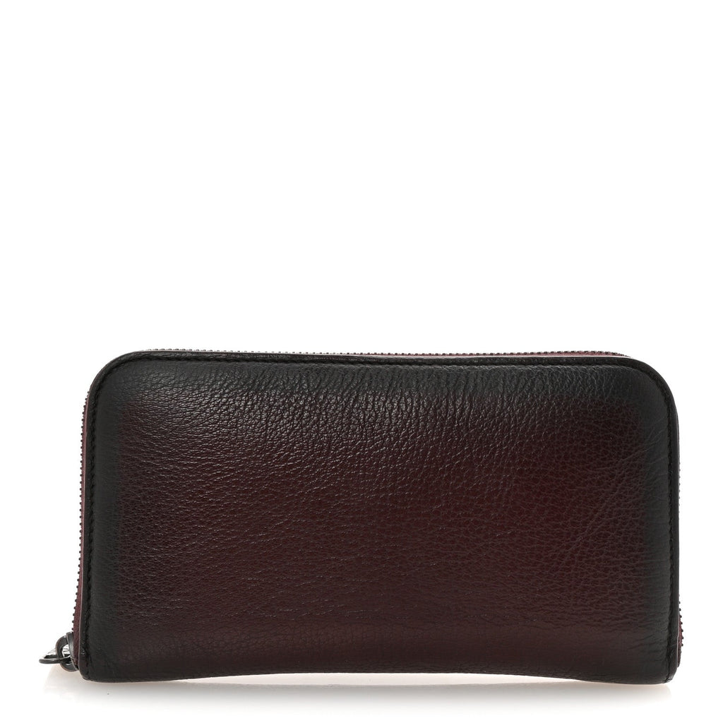 Grained Calfskin Zip Around Wallet Burgundy Black