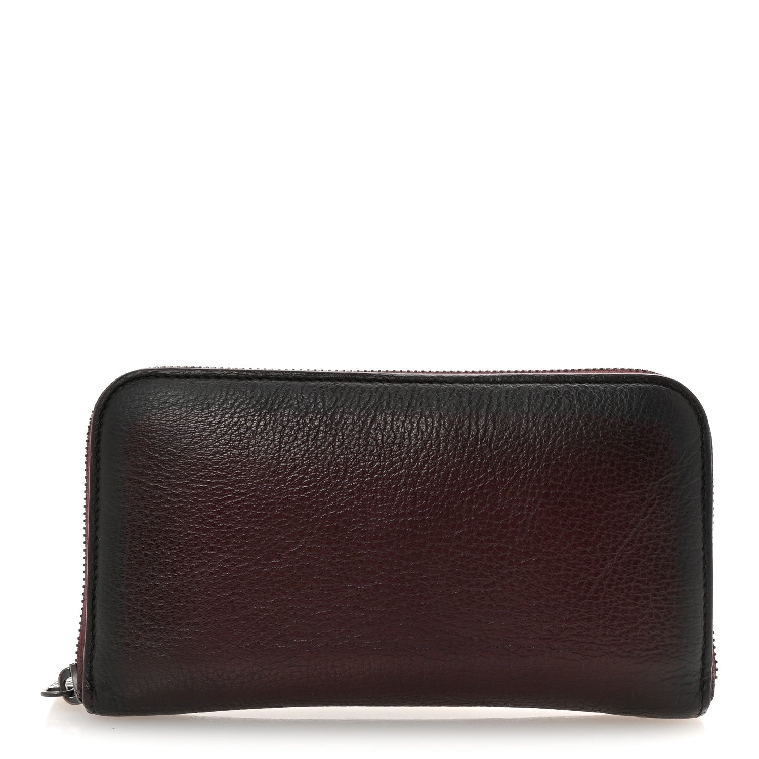 Grained Calfskin Zip Around Wallet Burgundy Black