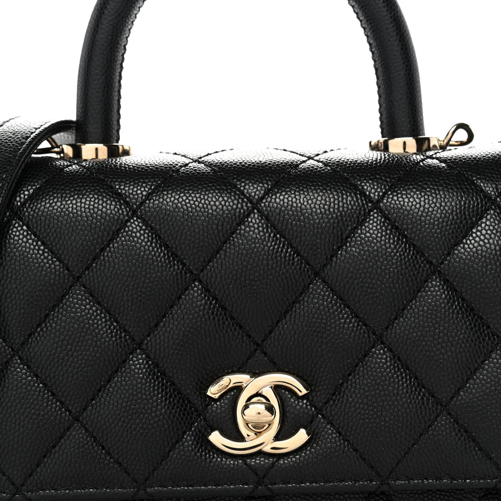 Caviar Quilted Extra Mini Coco Handle Flap Black