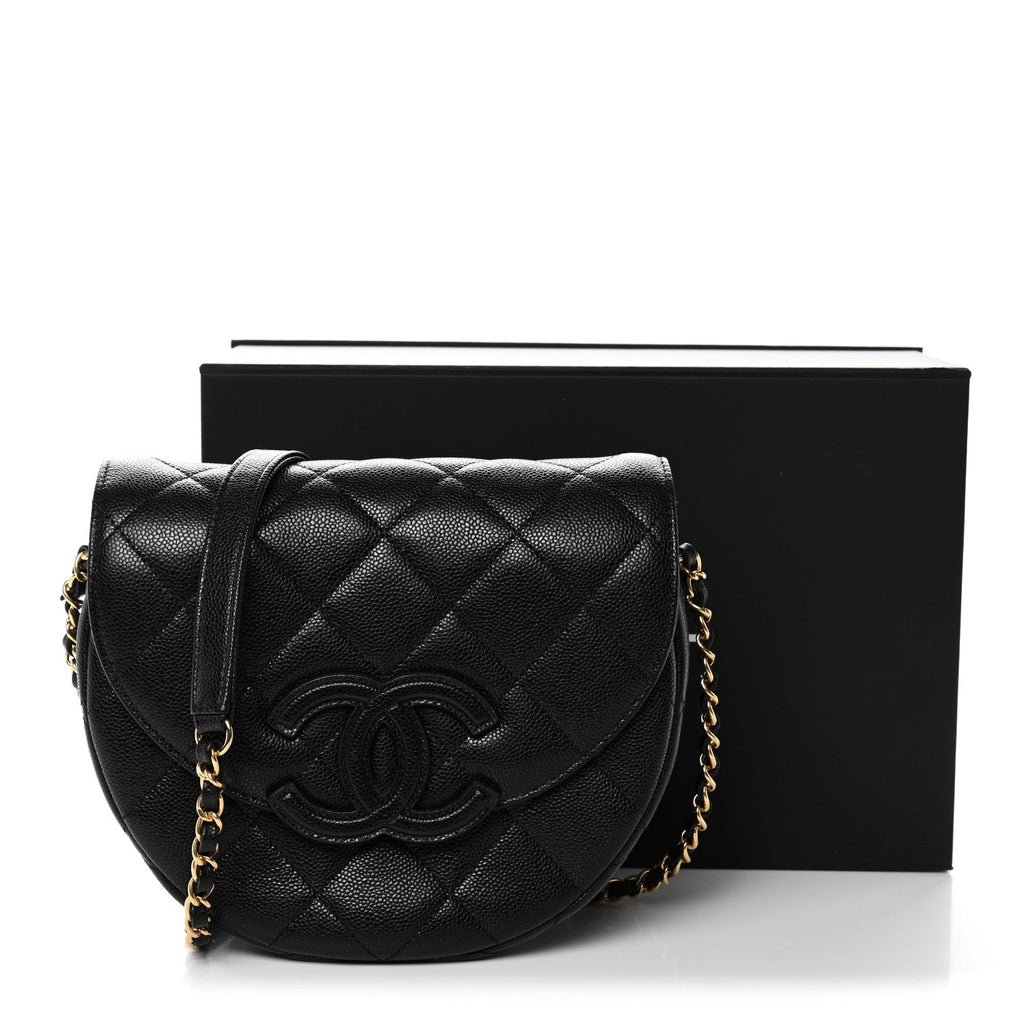 Caviar Quilted Small Messenger Flap Black