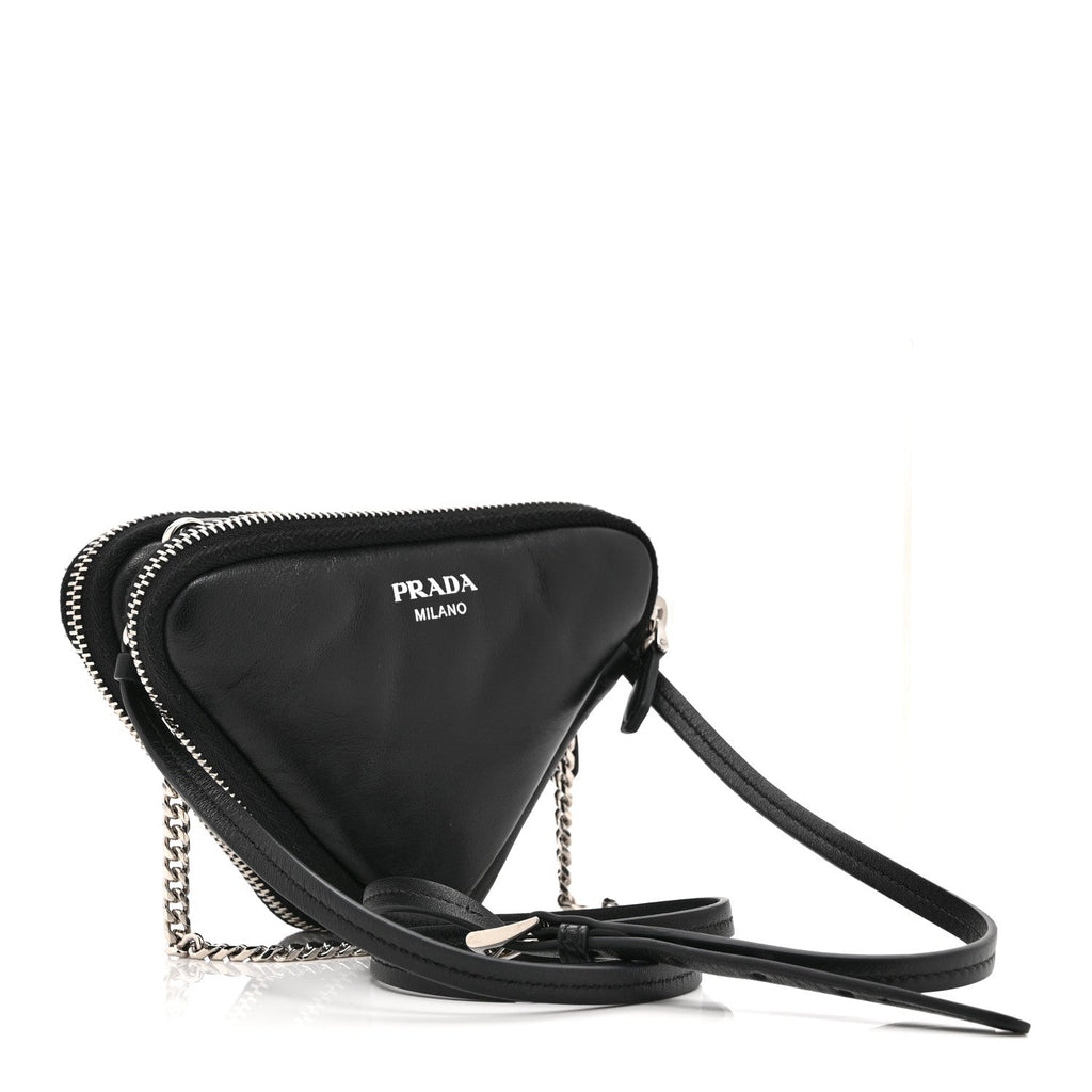 Nappa Soft Padded Mini Triangle Crossbody Pouch Black