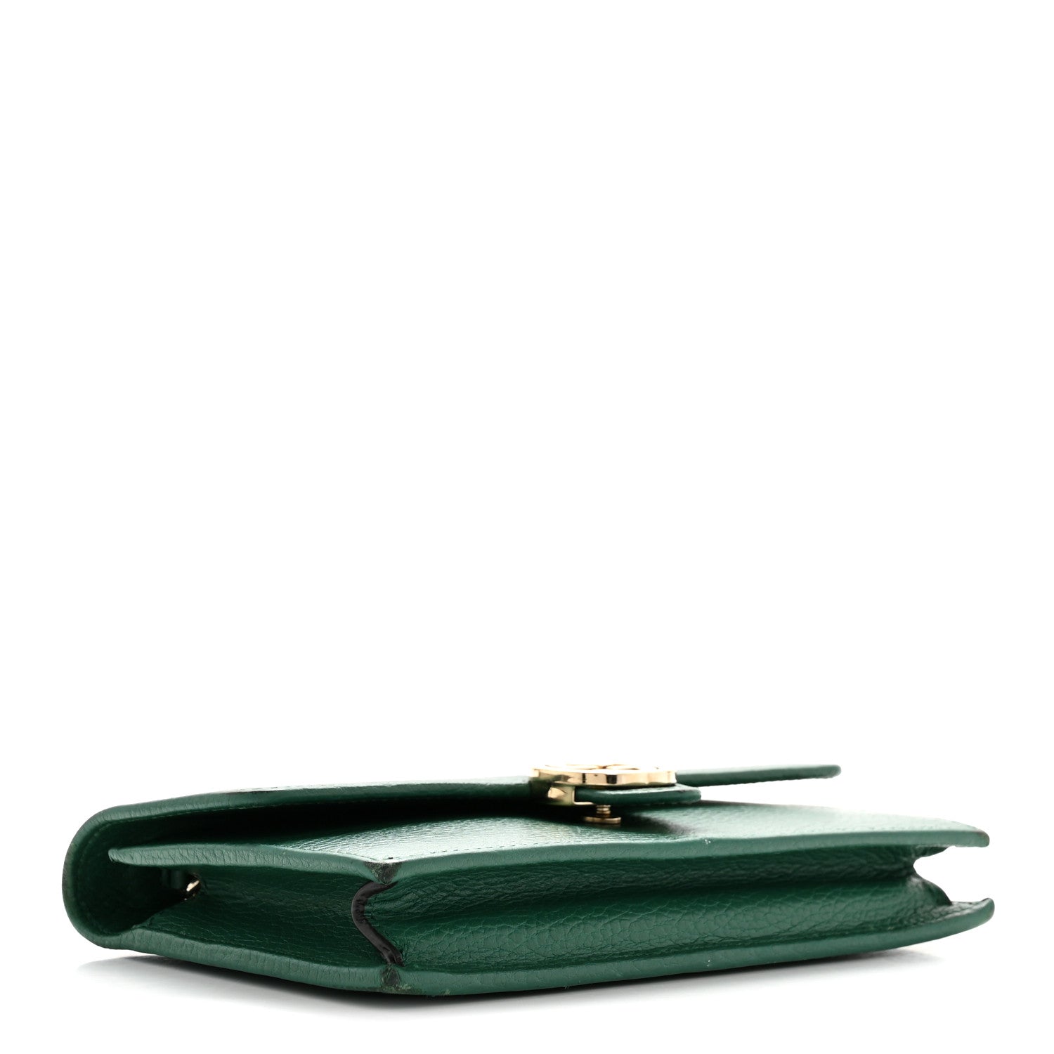 Dollar Calfskin Interlocking G Chain Wallet Emerald