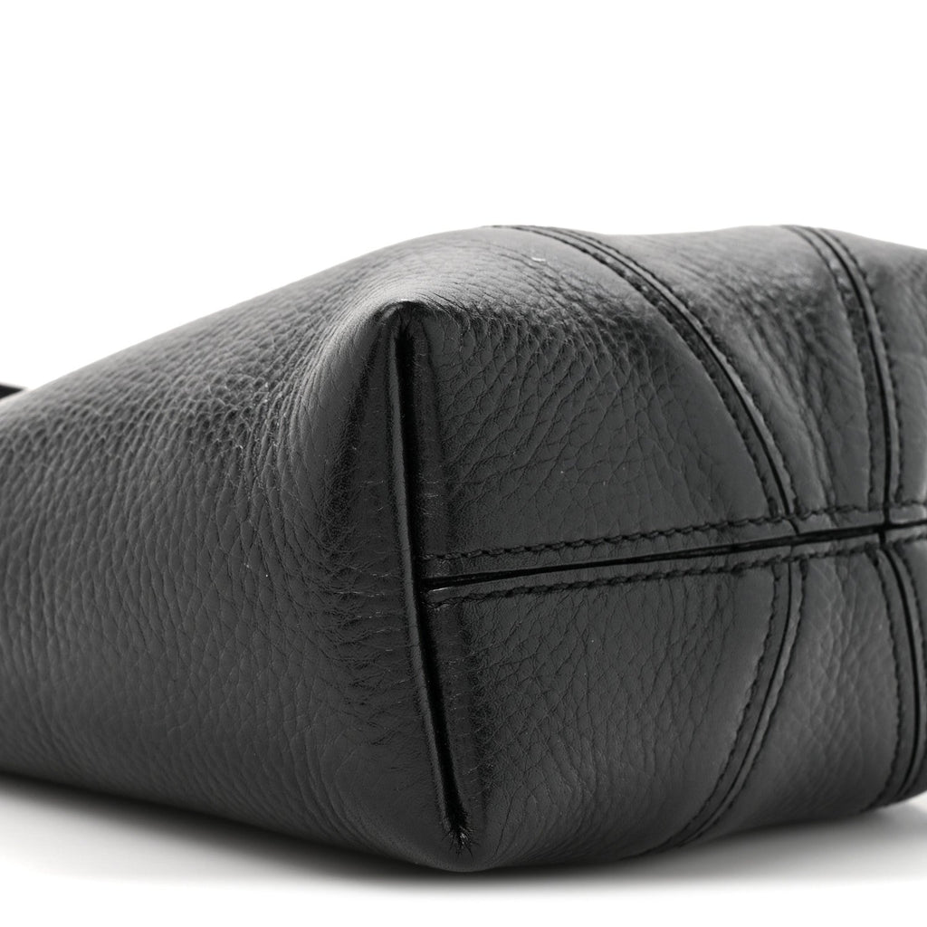 Grained Calfskin Small Spin Tote Black