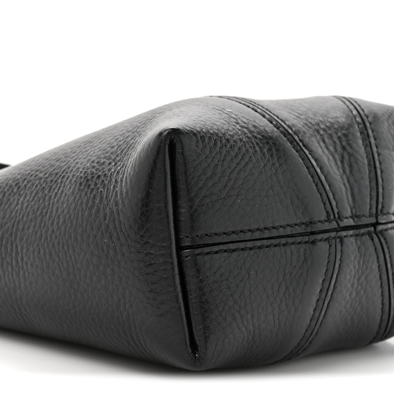 Grained Calfskin Small Spin Tote Black