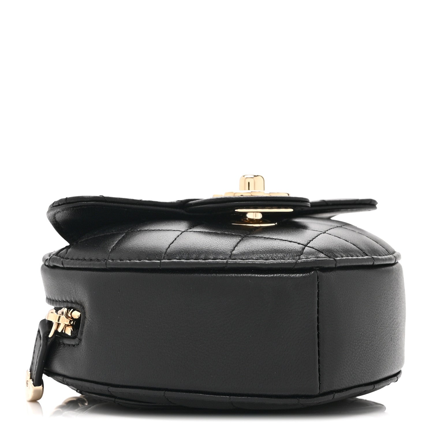 Lambskin Quilted CC In Love Heart Clutch With Chain Black