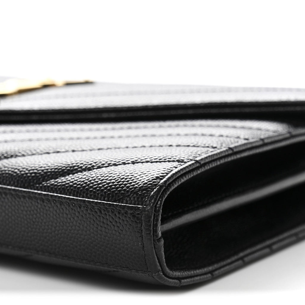 Grain De Poudre Matelasse Chevron Monogram Chain Wallet Black