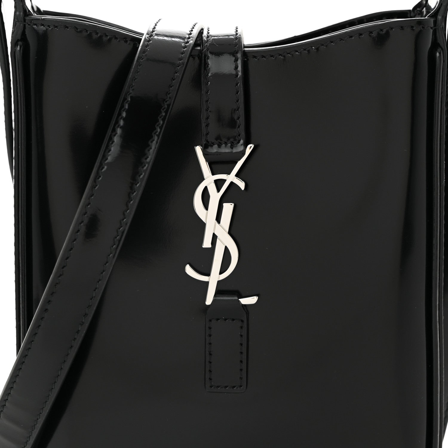Patent Calfskin Mini Le 5 A 7 Vertical Hobo Black