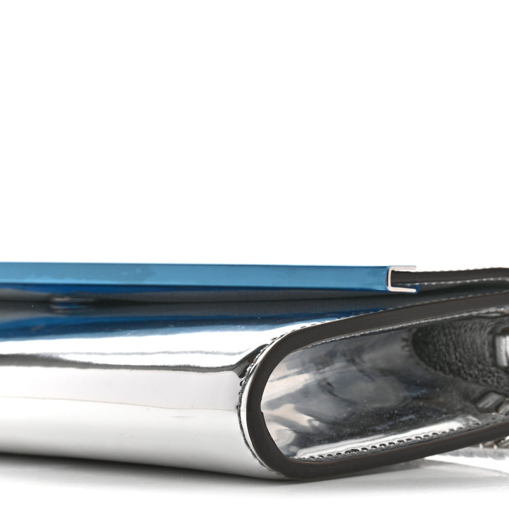 Metallic Mirror Fabric Emmie Clutch Bag Silver