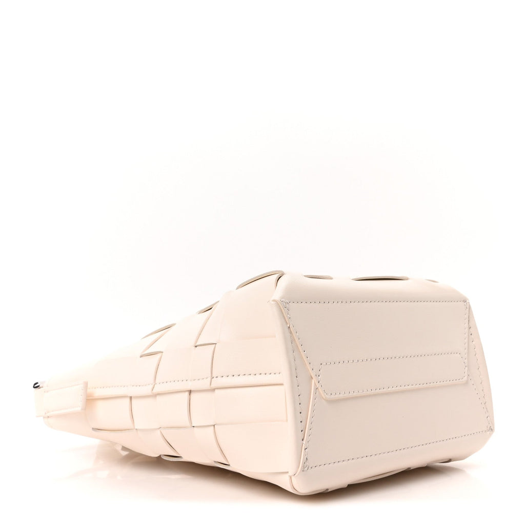 Smooth Calfskin Odita Mini Modern Lattice Bucket Bag Off White