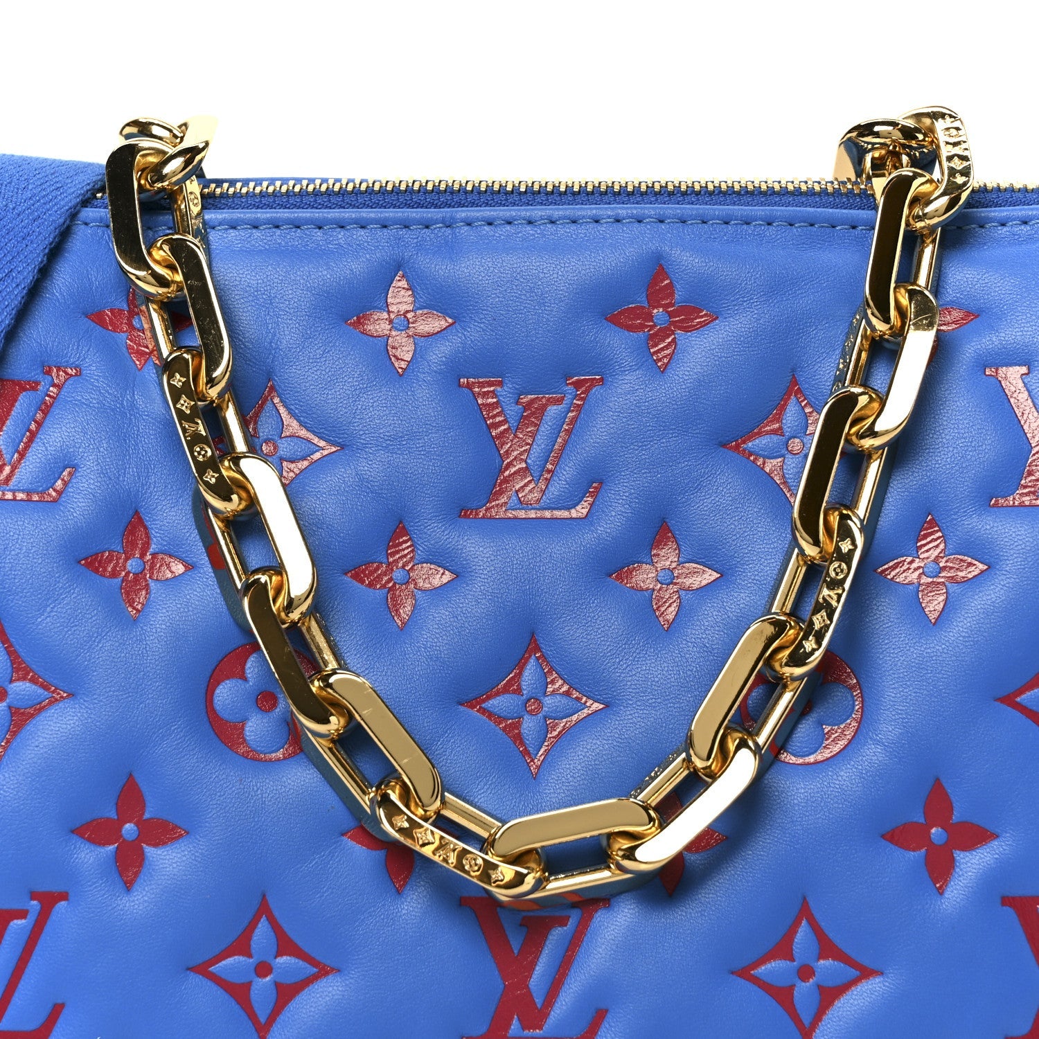 Lambskin Embossed Monogram Vuittamins Coussin PM Blue Red