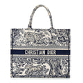 Canvas Embroidered Large Dioriviera Toile De Jouy Book Tote Blue