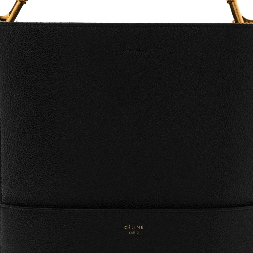 Soft Grained Calfskin Sangle Bucket Bag Black