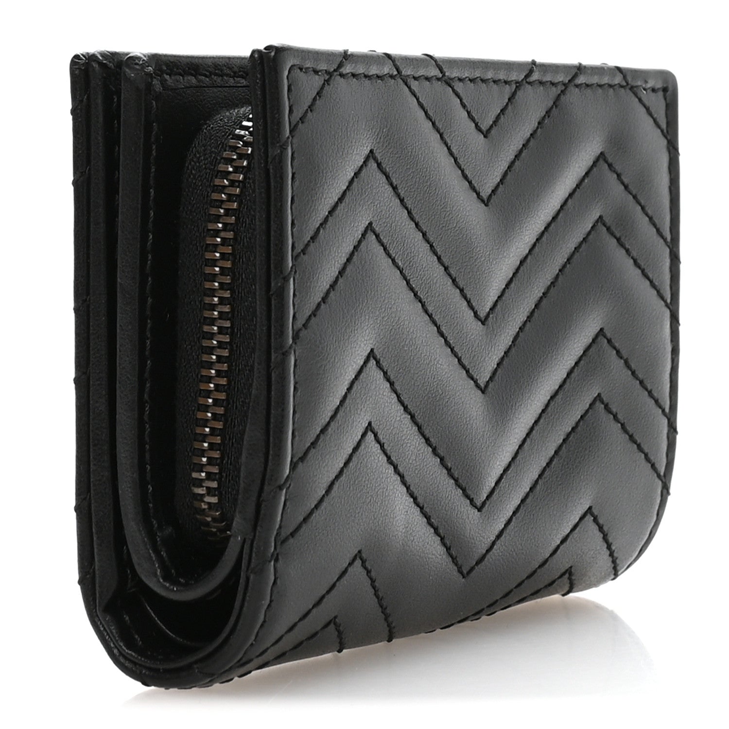 Calfskin Matelasse GG Marmont  Case Wallet Black
