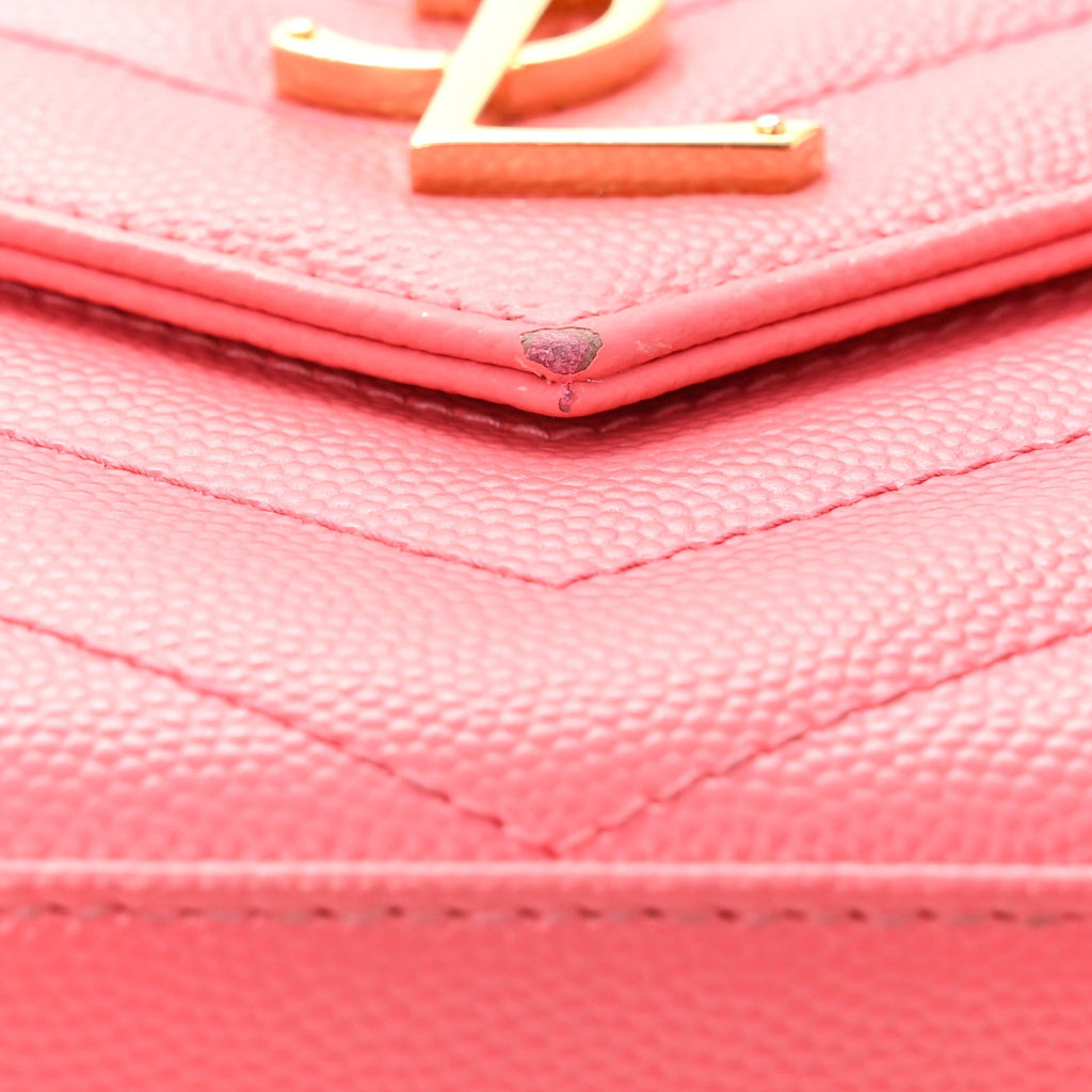 Grain De Poudre Matelasse Chevron Monogram Chain Wallet Rose Clair