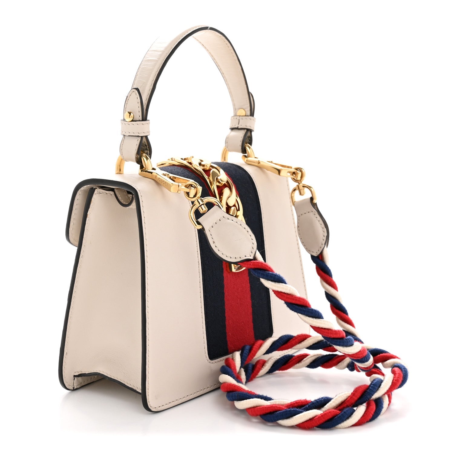Calfskin Mini Sylvie Top Handle Bag White