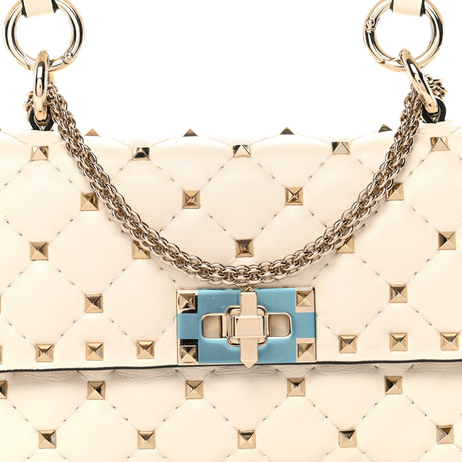 Nappa Small Rockstud Spike Shoulder Bag Light Ivory