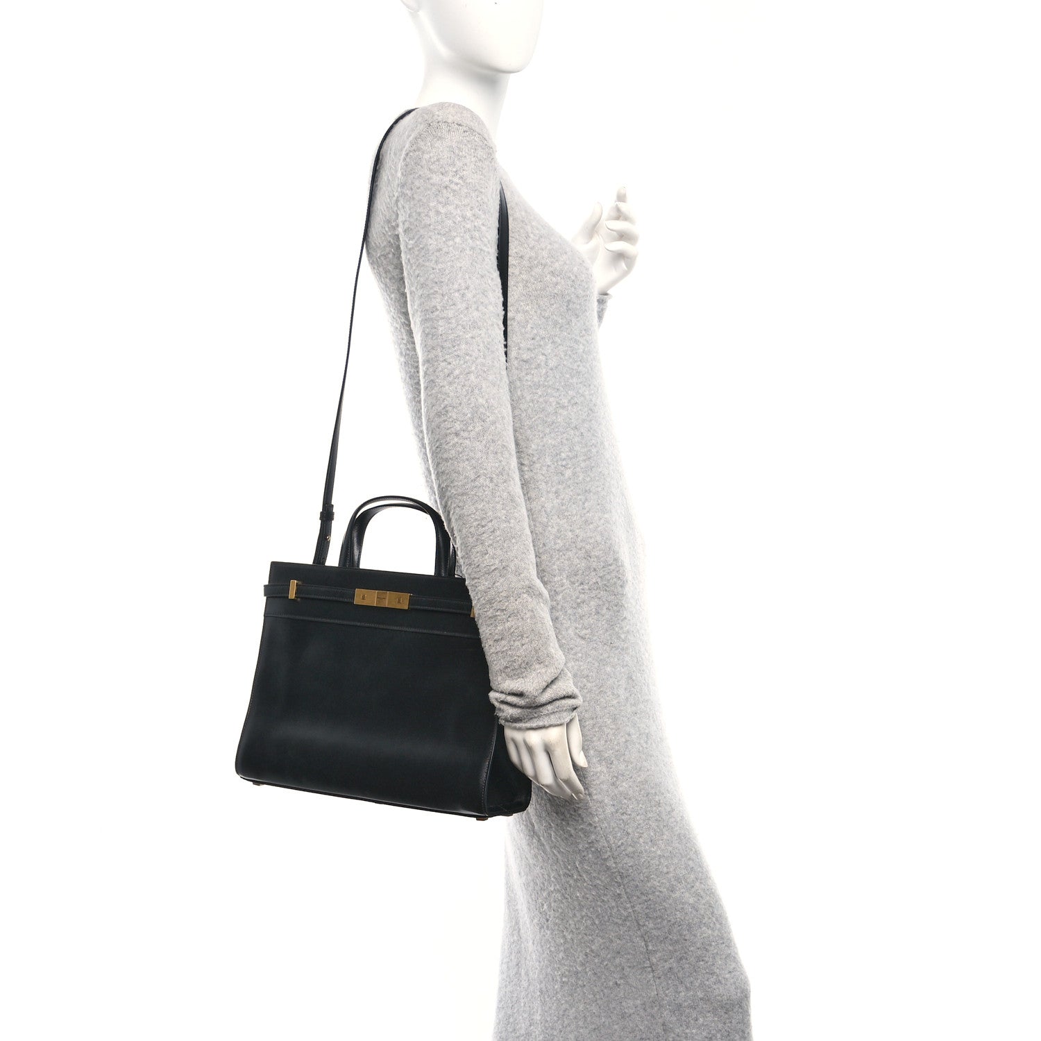 Calfskin Small Manhattan Shopper Tote Black