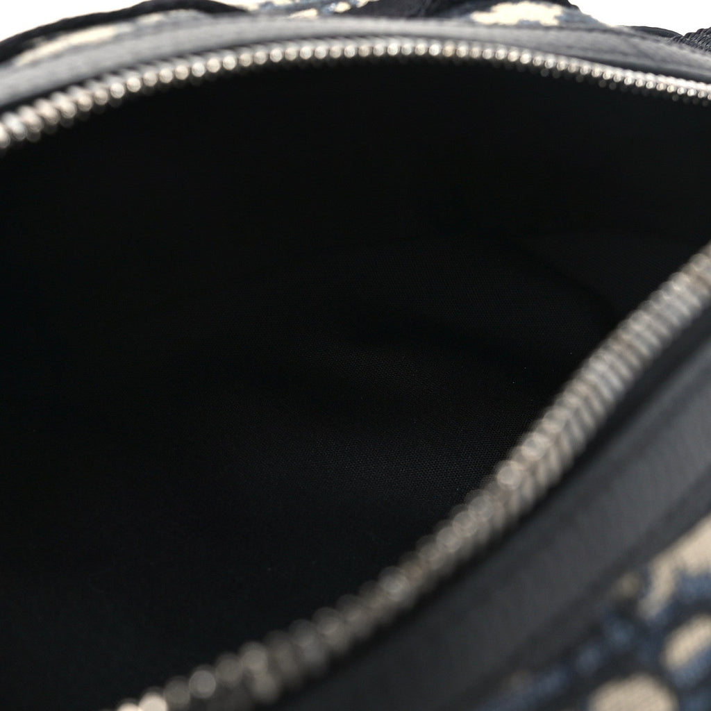 Grained Calfskin Oblique Scarab Sling Bag Blue Black