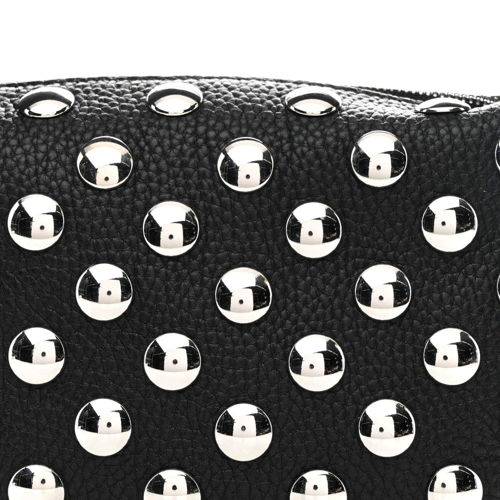 Pebbled Sport Calfskin Studded Small Elena Black