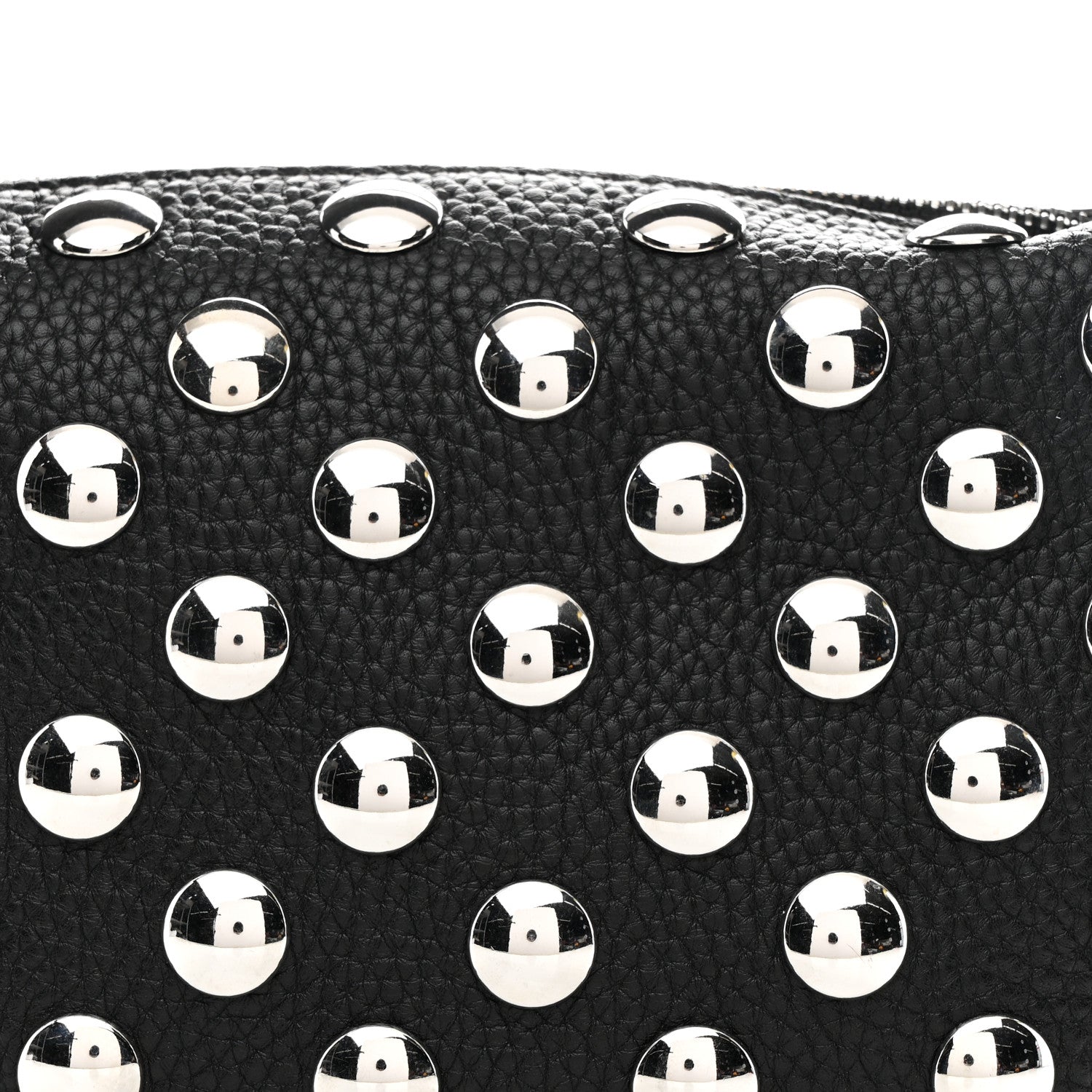 Pebbled Sport Calfskin Studded Small Elena Black