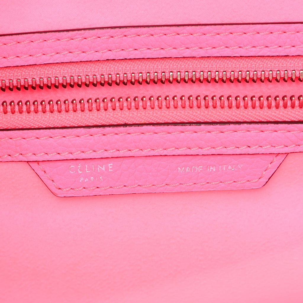 Drummed Calfskin Mini Luggage Fluo Pink